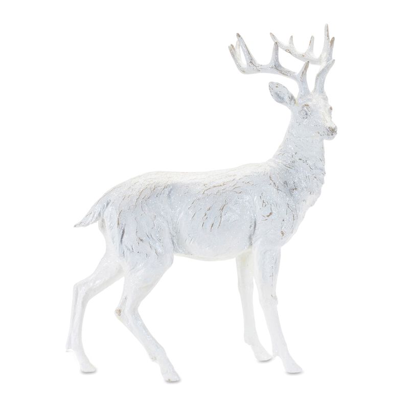 Set of 2 Winter Deer Statues – Standing and Resting Deer Figurines for Christmas, Woodland, or Winter Displays