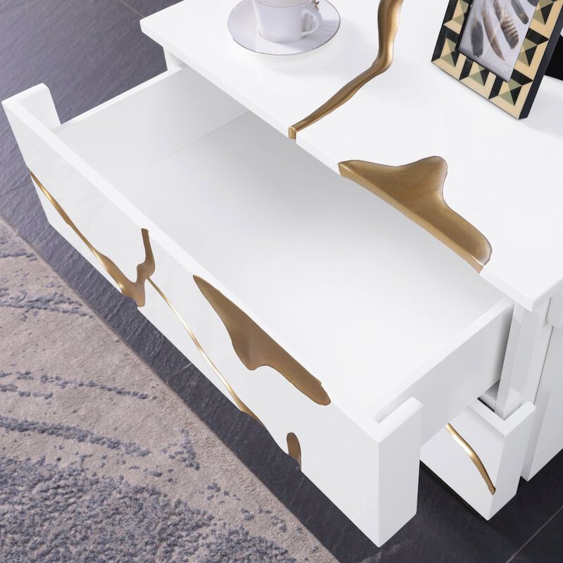 Best Master Furniture Trevello High-Gloss Lacquered Right Nightstand, Gold Accents (Black) image number 7