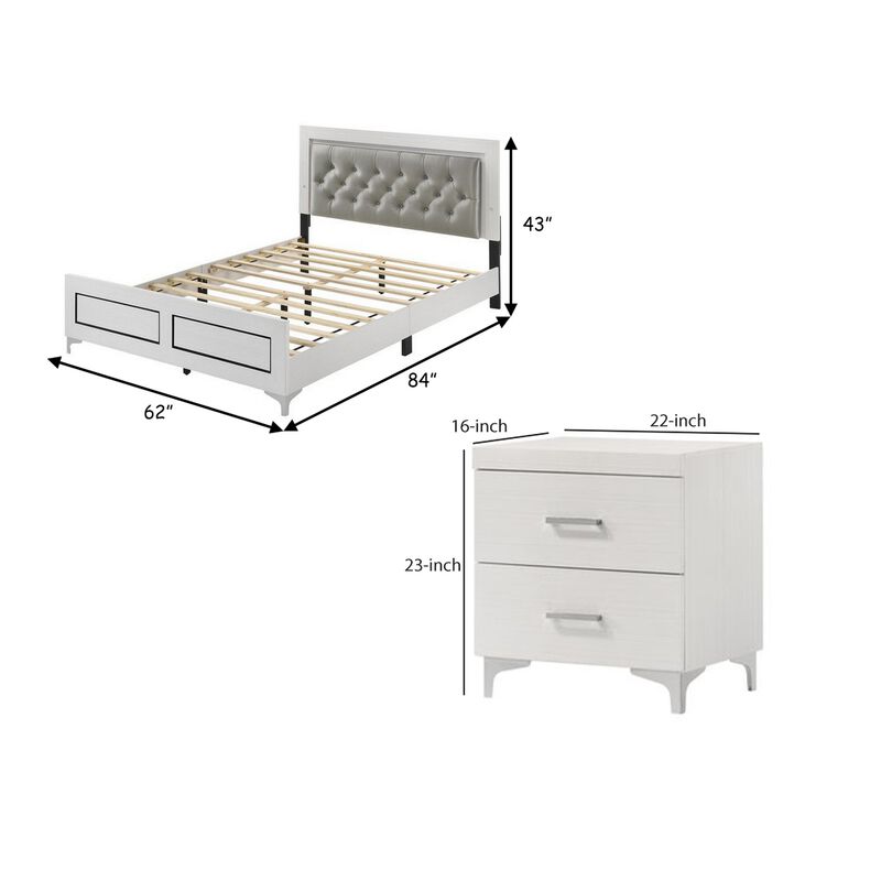 Queen Size Bedroom Set, White Finish, Storage Bed with Drawers, 2-Piece Set with Bed and Nightstand image number 7