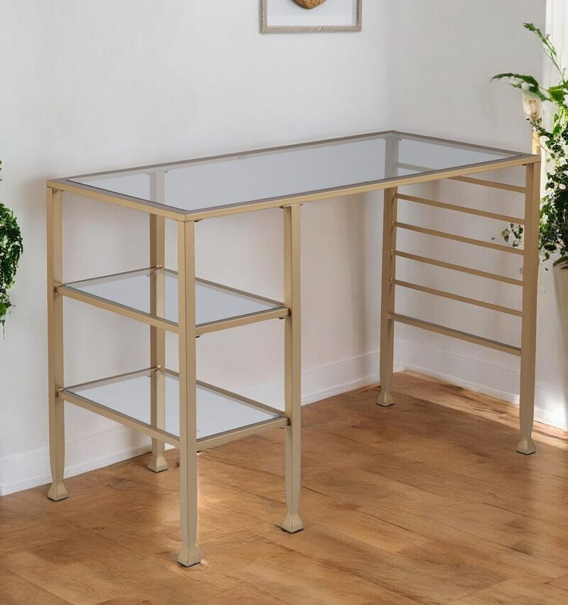 Modern Clear Glass Study Desk &ndash; Durable & Easy to Clean Surface