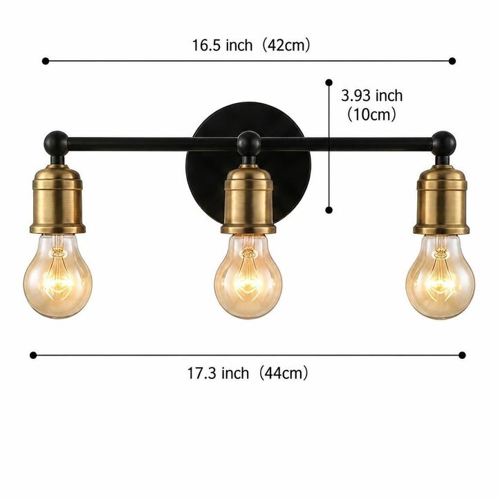 ELEMENT ACE 3-Light Industrial Farmhouse Bathroom Vanity Light Fixture, Over Mirror Wall Sconce for Bathroom Hallway Bedroom, No Bulbs Included