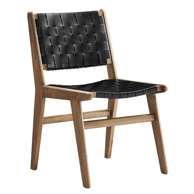 Saoirse Leather Wood Dining Side Chair Set of 2 image number 3