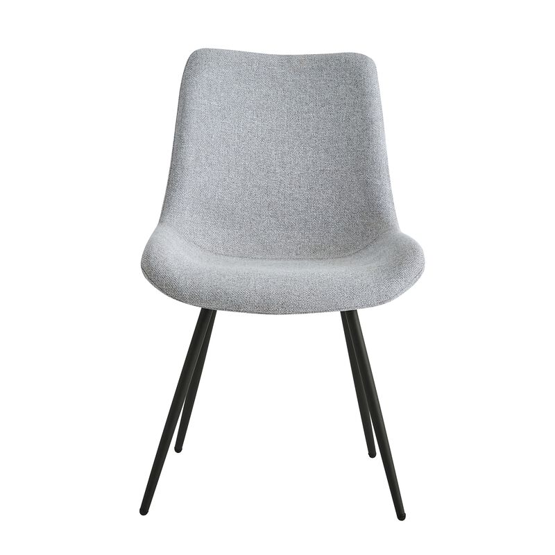 Set of 2 Scandinavian Dining Chairs with Black Metal Legs