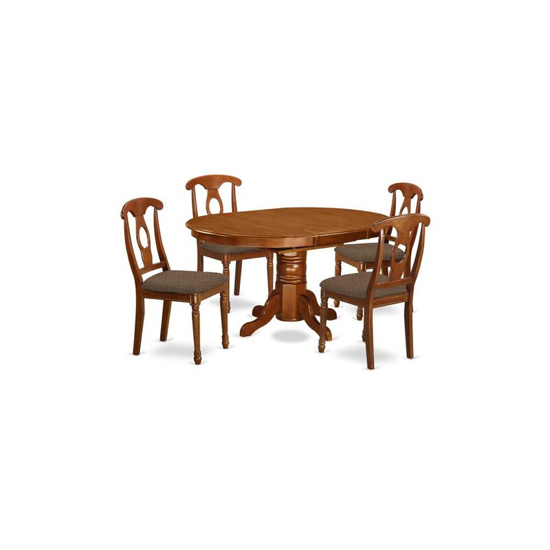 5 Pc Dining Set &ndash; Dining Table with Leaf and 4 Kitchen Chairs.