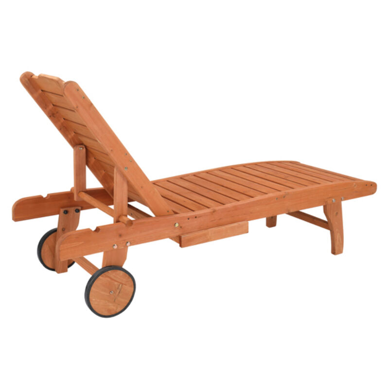 Outdoor Garden Fir Bed with Wheels, Two-Speed Adjustable Wooden Planter Box with Storage Drawers image number 2
