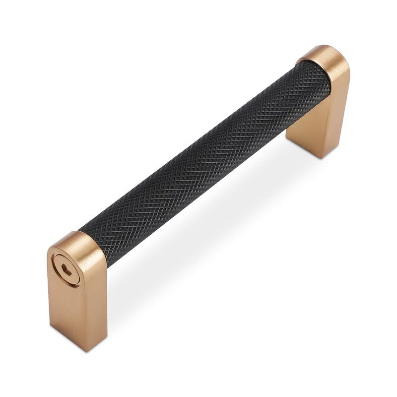 BUKOBYHE 10 Pack 3-3/4 Inch Black and Champagne Bronze Kitchen Cabinet Handles Knurled Cabinet Pulls Black Drawer Pulls Cabinet