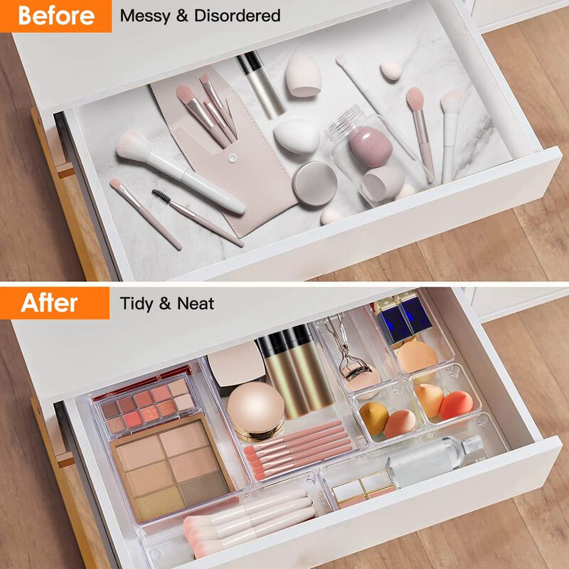 25Pcs Clear Plastic Drawer Organizers