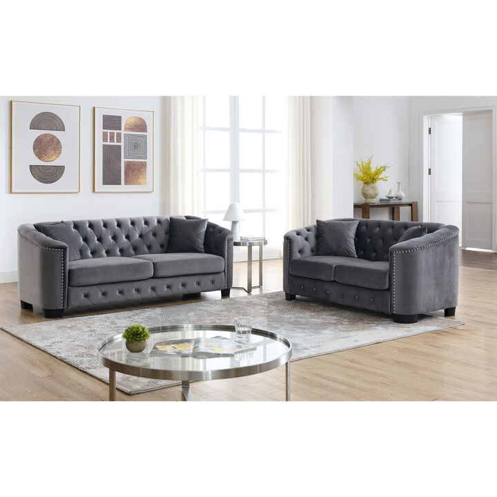 Nudmel Velvet Chelsfield Sofa Set