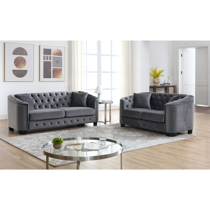 Nudmel Velvet Chelsfield Sofa Set image number 1