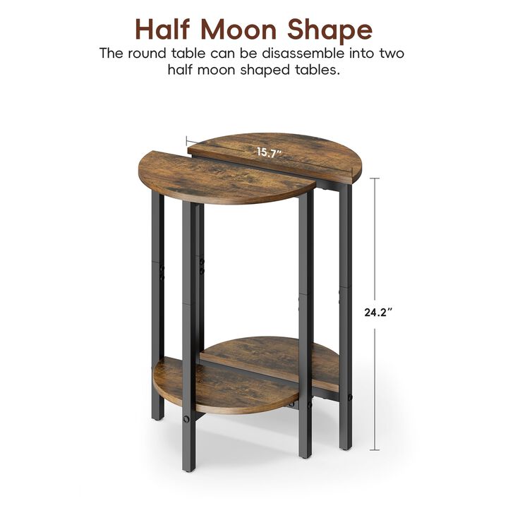 Vagusicc Side Tables Small End Tables, Set of 2 Half Round Side Table for Living Room, 2 Tier Small Couch Side Table, Small Roun
