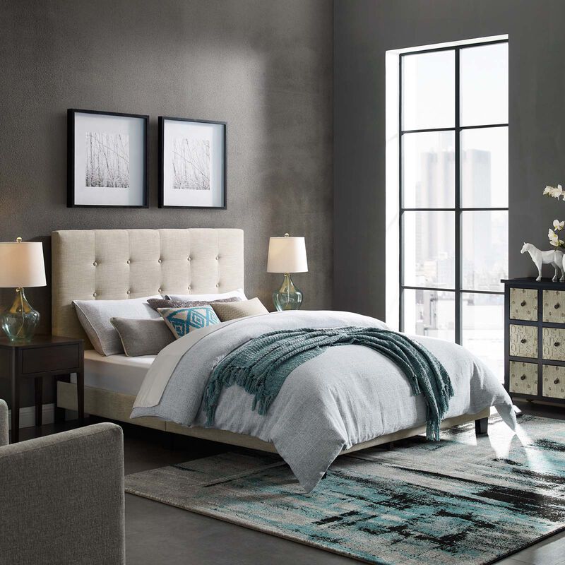 Modway - Melanie Queen Tufted Button Upholstered Fabric Platform Bed image number 1