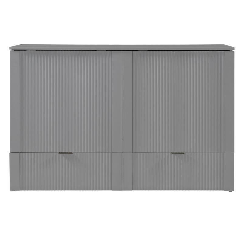 Whisen Clever Design Queen Size Murphy Bed, Folded into a Cabinet with Drawer and USB Ports