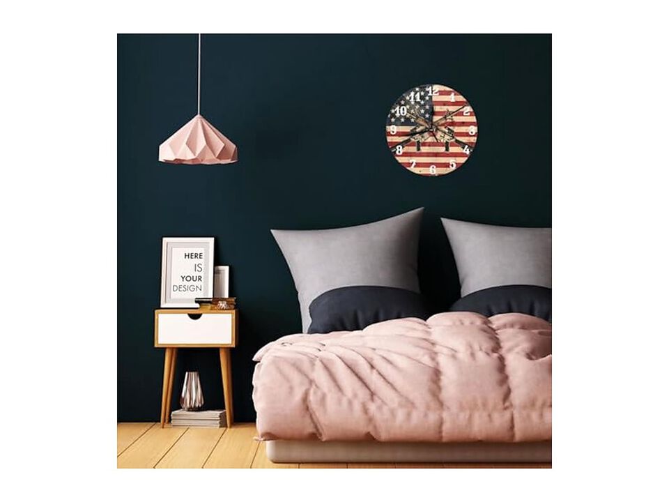 American Flag Gun Wall Clock 84 Inch Silent Non Ticking Modern Battery Operated