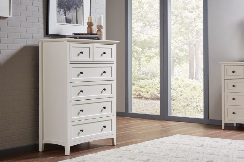 Paragon Five Drawer Chest in White