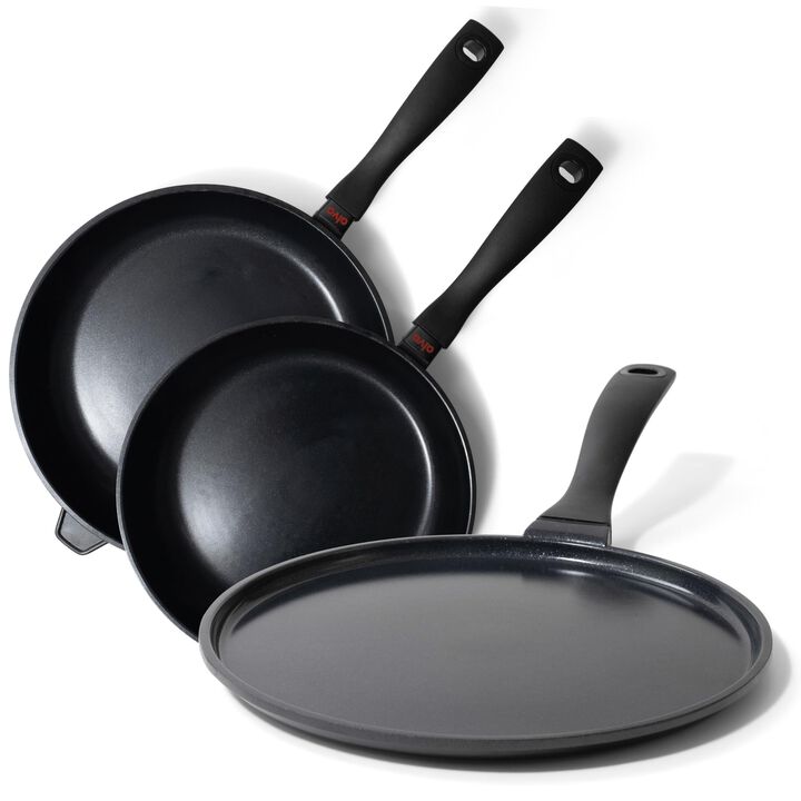 Alva Energy Nonstick Ceramic Frying Pan 3-Piece Set - Lightweight, Easy to Clean and Made without PFAS, PFOA & PTFE - Induction and All Stovetop Compatible with Even Heat Distribution