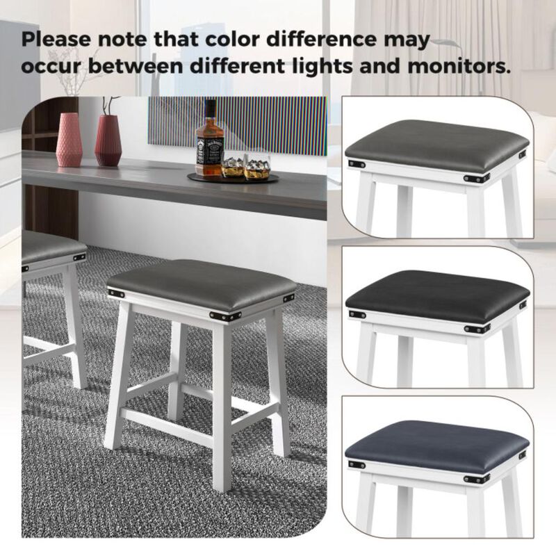 Hivvago Set of 2 24/30 Inch Dining Bar Stool with Acacia Wood Frame