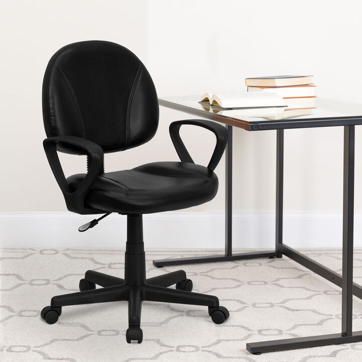 Ronald Mid-Back LeatherSoft Swivel Ergonomic Task Office Chair with Back Depth Adjustment and Arms