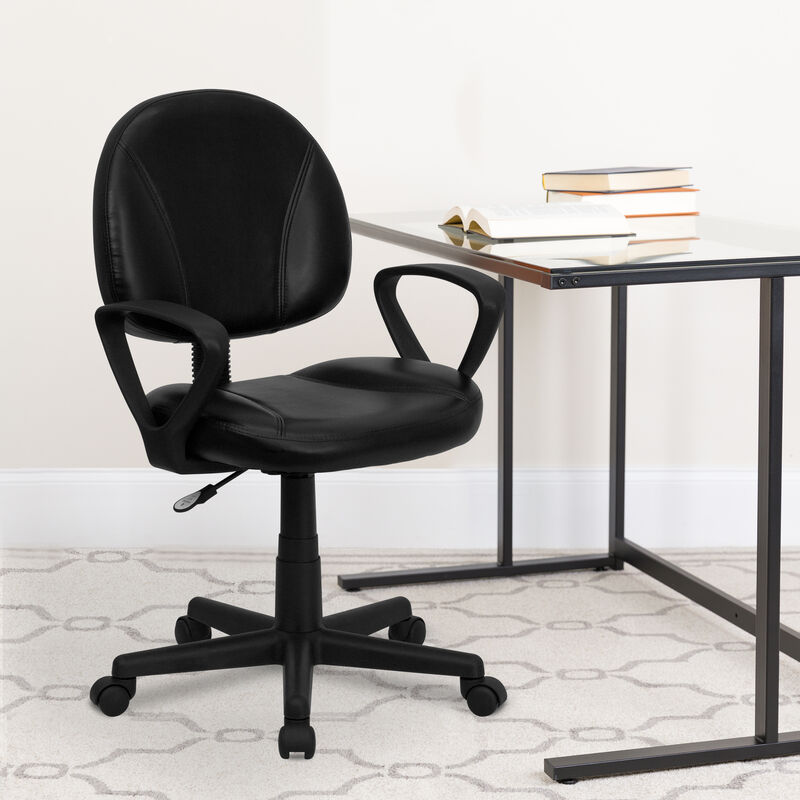 Ronald Mid-Back LeatherSoft Swivel Ergonomic Task Office Chair with Back Depth Adjustment and Arms image number 1