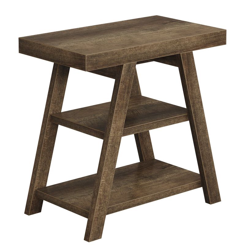 3-Tier Wood Side Table with Storage Shelf, End Table for Bedroom & Living Room - Rustic Brown image number 0