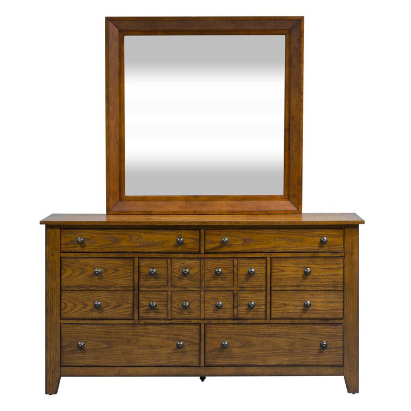 Liberty Furniture Grandpas Cabin Dresser & Mirror in Aged Oak image number 0