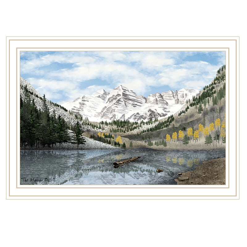 HomeRoots Snowy Mountain Landscape  White Framed Wall Art image number 0