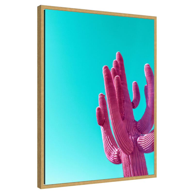 Magenta Pink Saguaro by Tom Windeknecht Framed Canvas Wall Art
