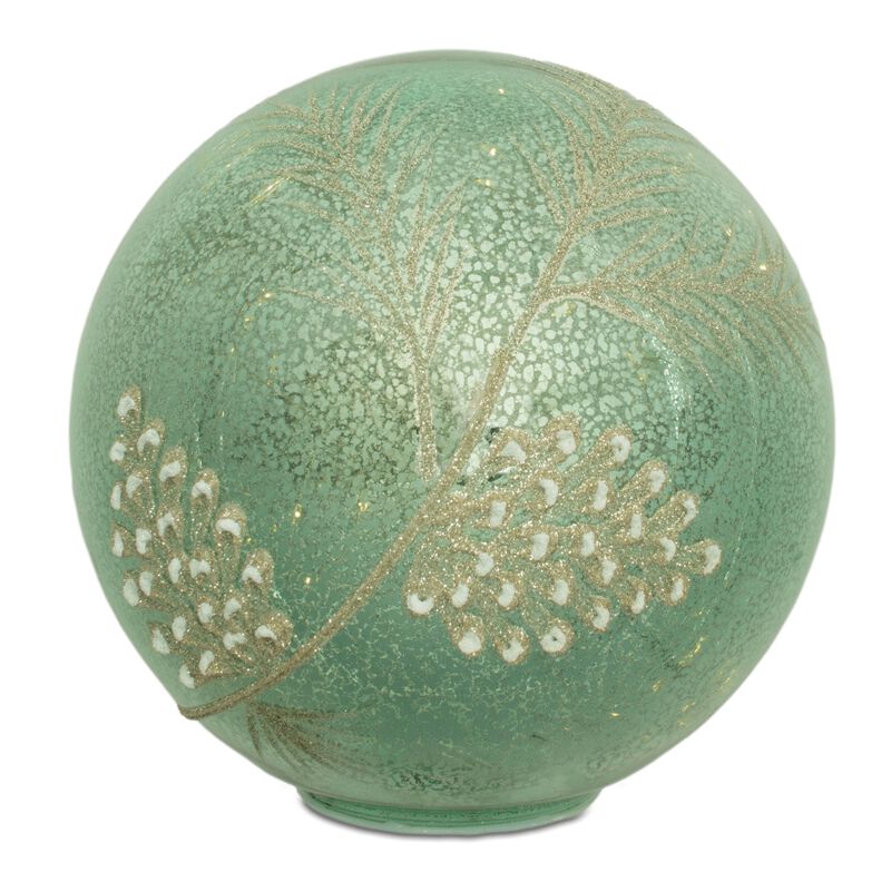 Set of 2 LED Pinecone Glass Globes – Lighted Holiday Tabletop Decorations with Snowy Pinecone Design