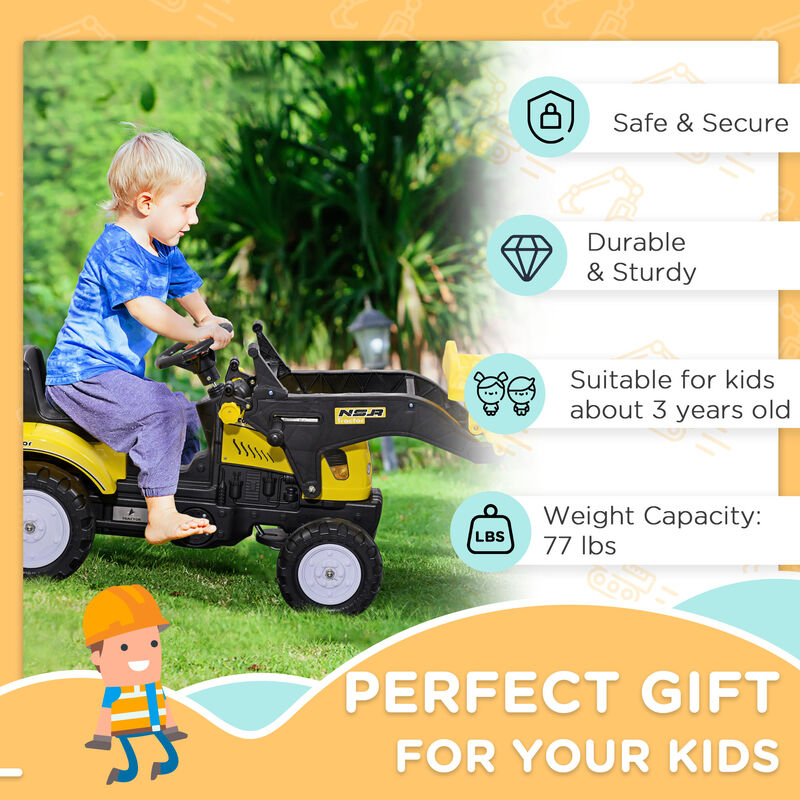 BreeBe Kids Ride on Excavator, Pedal Go Kart with Front Loader Digger image number 5