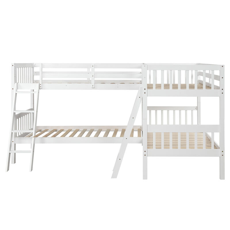 Whisen Twin over Twin L-Shaped Bunk Bed with Ladder