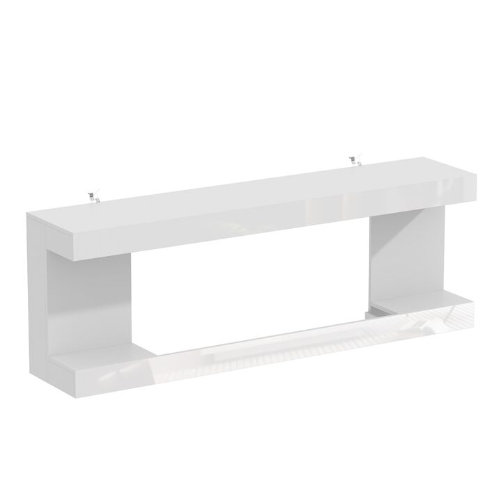 FUFU&GAGA Modern TV Stand with Built-in LED Fireplace (66.5" W x 23.2" H x 13.8" D),White