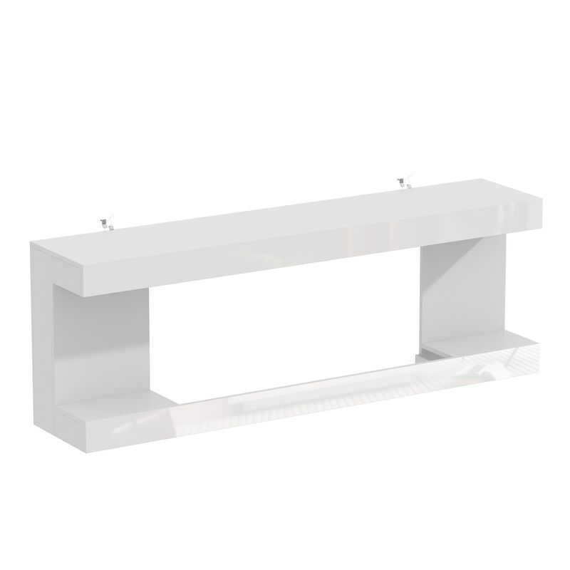 FUFU&GAGA Modern TV Stand with Built-in LED Fireplace (66.5" W x 23.2" H x 13.8" D),White
