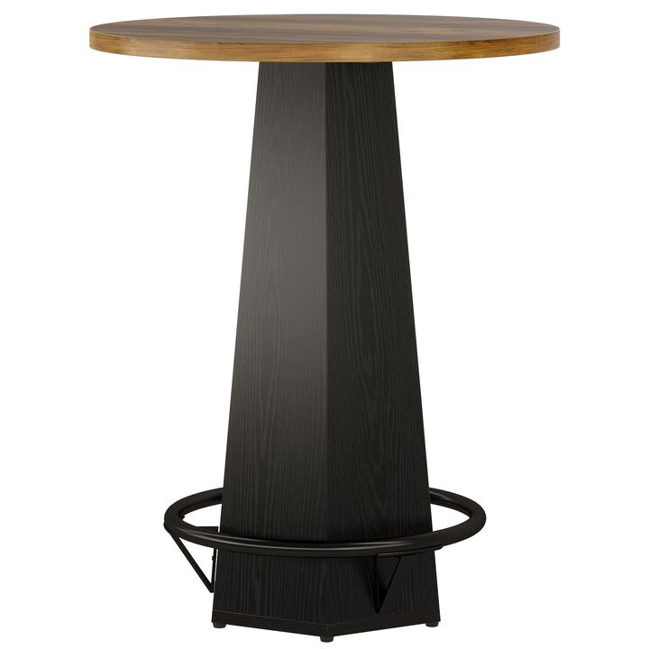 Round Counter Height Bar Table with Metal Footrest for Dining Room