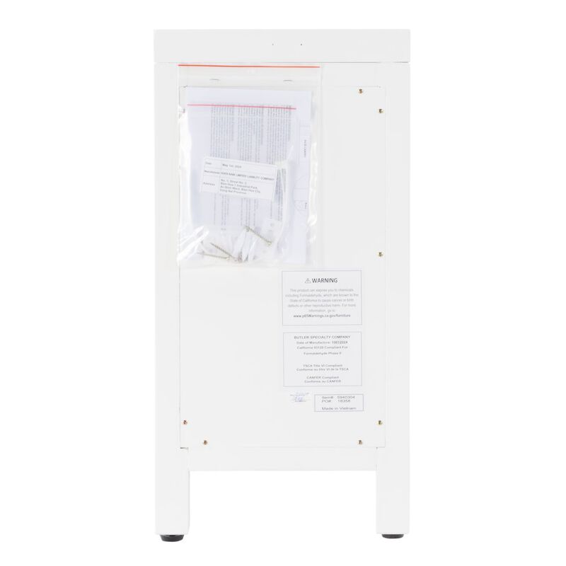 Butler Specialty Nora 12 in. W Rectangular Wood 1 Door Narrow End Table with Pull-Out Tray, White