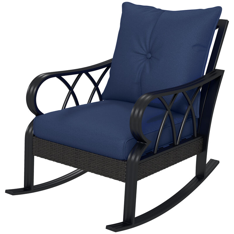 Hivvago Aluminum Frame Wicker Rocking Chair with Cushions image number 0