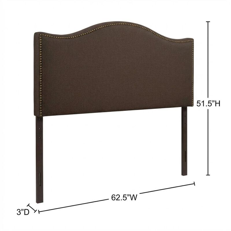 Upholstered Queen Headboard with Nailhead Trim and Curved Design image number 1