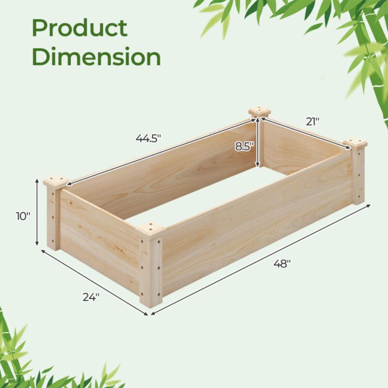 Hivvago Raised Garden Bed Fir Wood Wooden Square Wood Planter Box for Garden