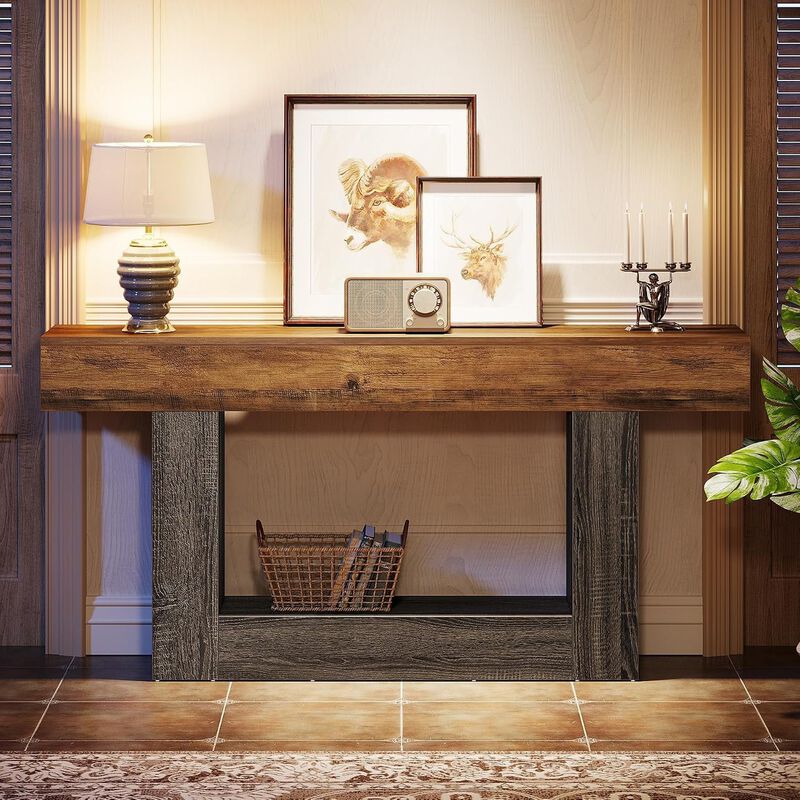 Tribesigns Farmhouse 2-Tier Wood Console Table image number 8