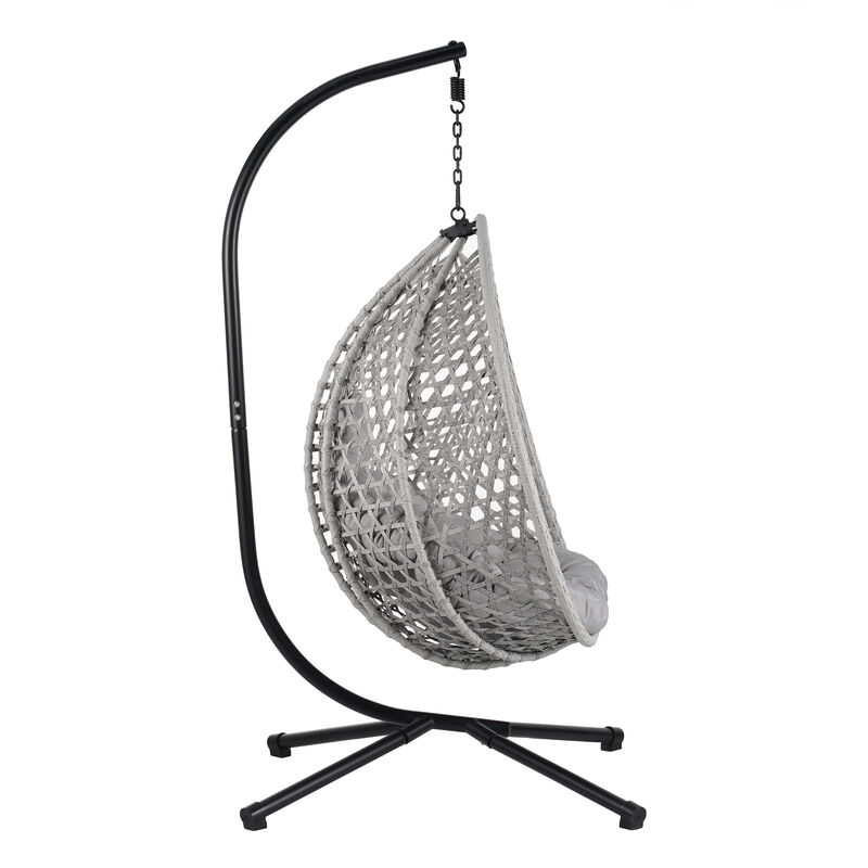 Whisen Versatile Hanging Egg Chair for Indoor and Outdoor Use - Black+Beige