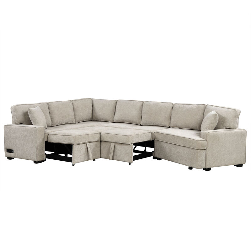 Merax L-shaped Sofa Chenille Sectional Sofa image number 6