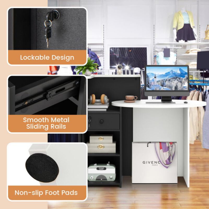 Hivvago Reception Office Desk with Open Shelf and Lockable Drawer