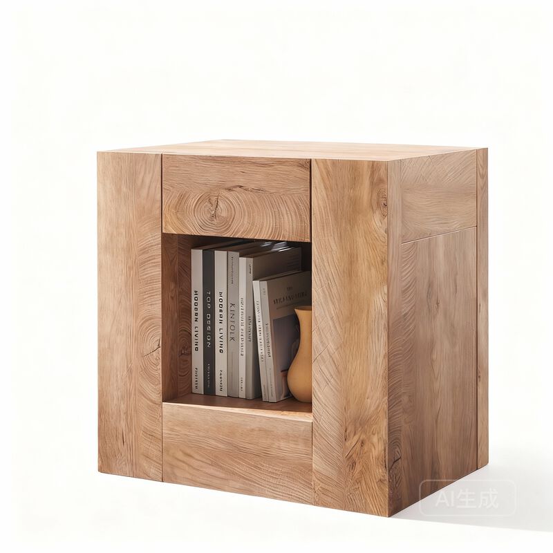 24" Wood Nightstand with Charging Station, Drawer & Storage Shelf image number 0