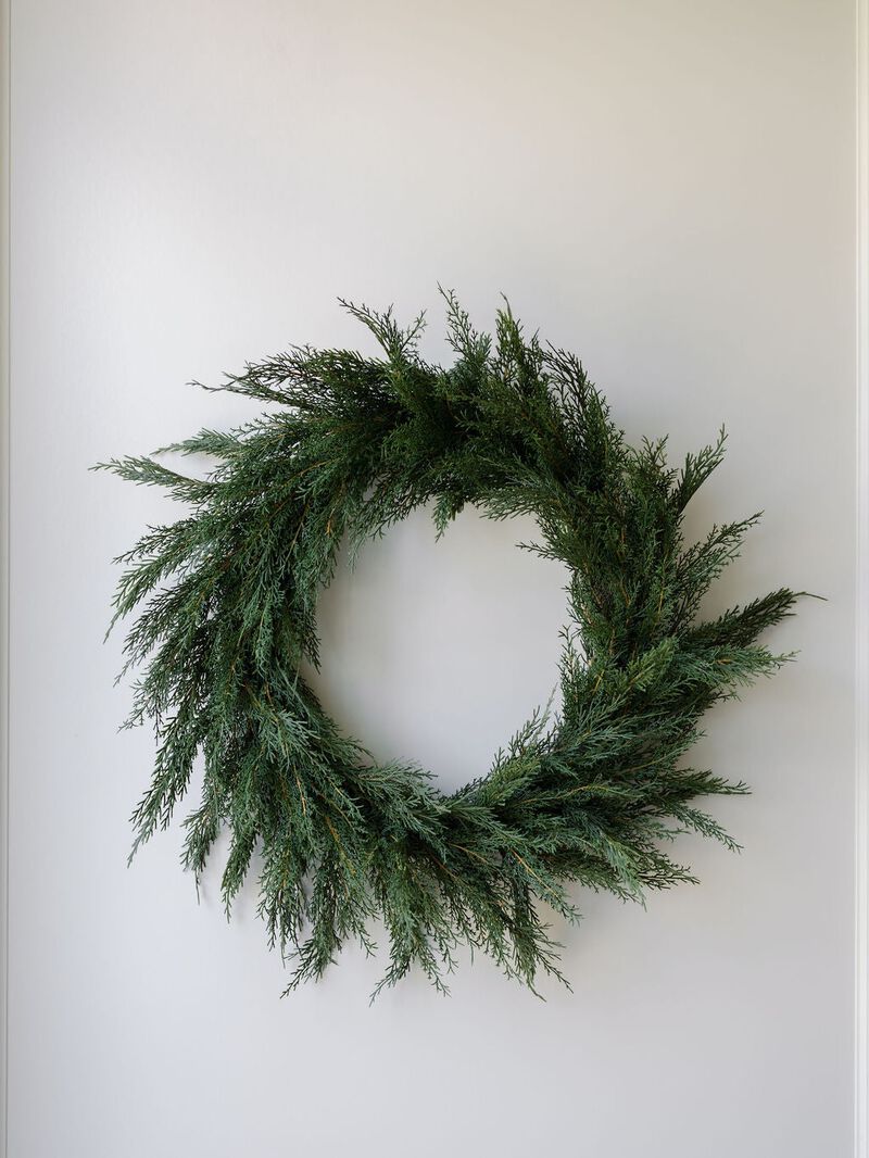 30" Faux Evergreen Cedar Wreath image number 1