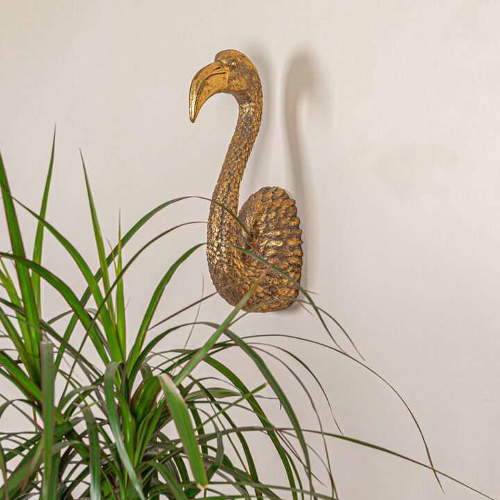 Decorative Resin Bird Bust Wall Decor, Gold