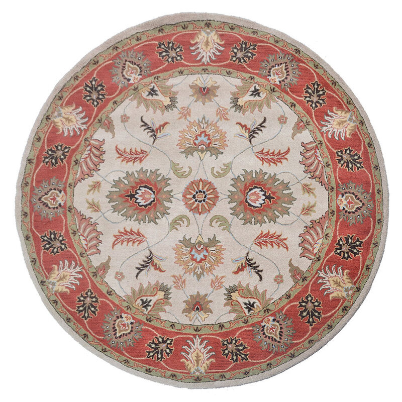 RUGSOTIC CARPETS HAND TUFTED WOOL ECO-FRIENDLY AREA RUGS - Beige & Red, Classic Oriental Traditional  Design, High Pile Thick Handmade Anti Skid Area Rugs (K00106) image number 0