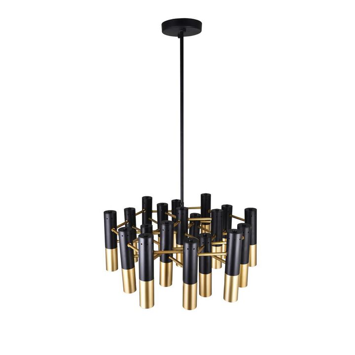 CWI Lighting Anem 19 Light Down Chandelier With Matte Black & Satin Gold Finish