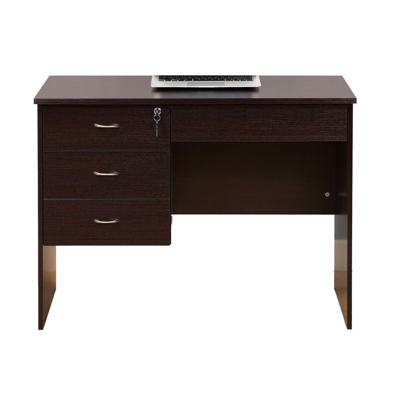 Sial Laptop Desk, 4 Drawers, 40 Inch, Red Cocoa Brown Composite Board
