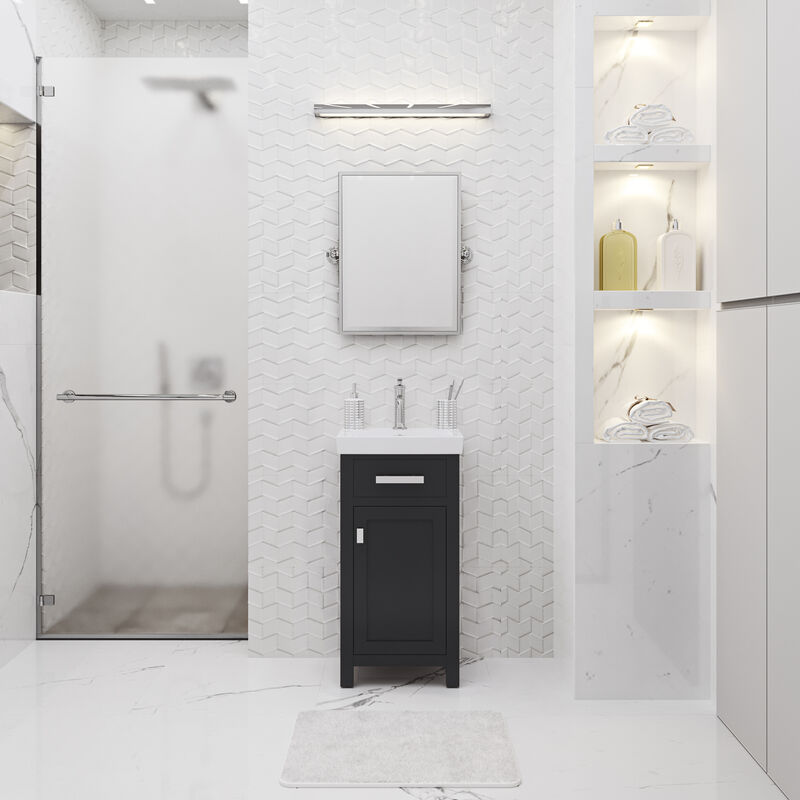 Mia 18 In. Integrated Ceramic Sink Top Bath Vanity in Espresso