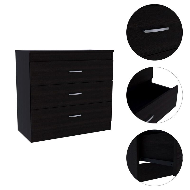 DEPOT E-SHOP Zurich Three Drawers Dresser, Metal Hardware, Superior Top