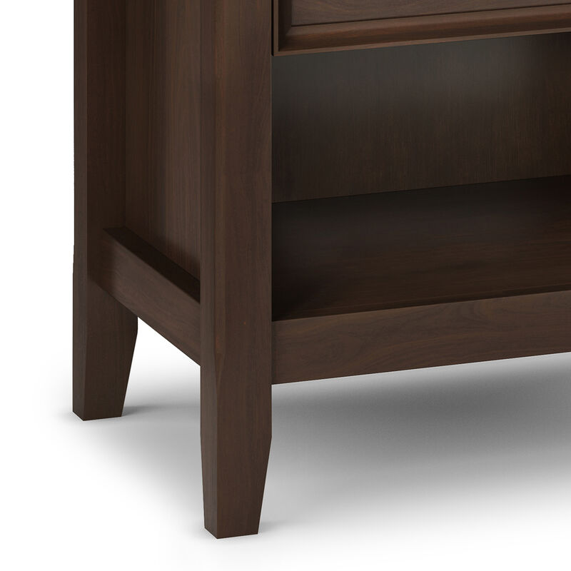 Amherst SOLID WOOD 24 inch Wide Traditional Bedside Nightstand Table in Natural Aged Brown