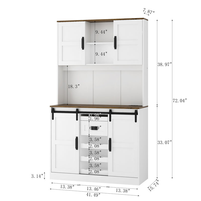 Plelse Farmhouse Tall Bar Sideboard Storage Cabinet image number 9